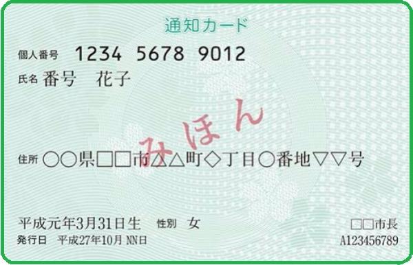 通知カード（見本）