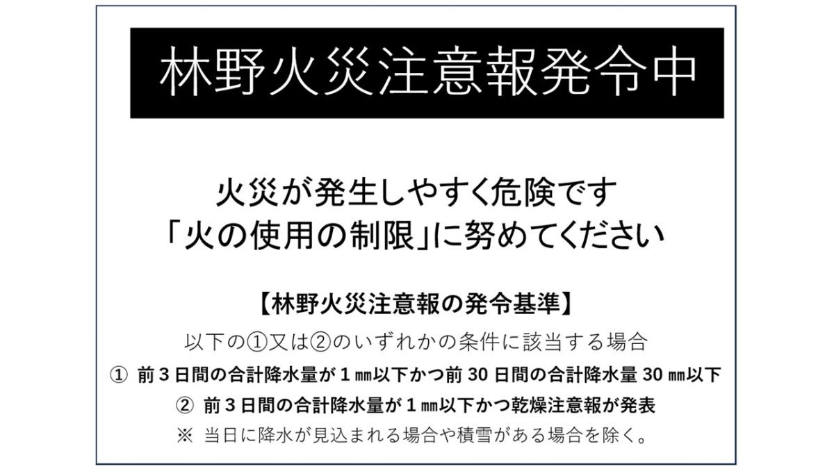 林野火災注意報発令中